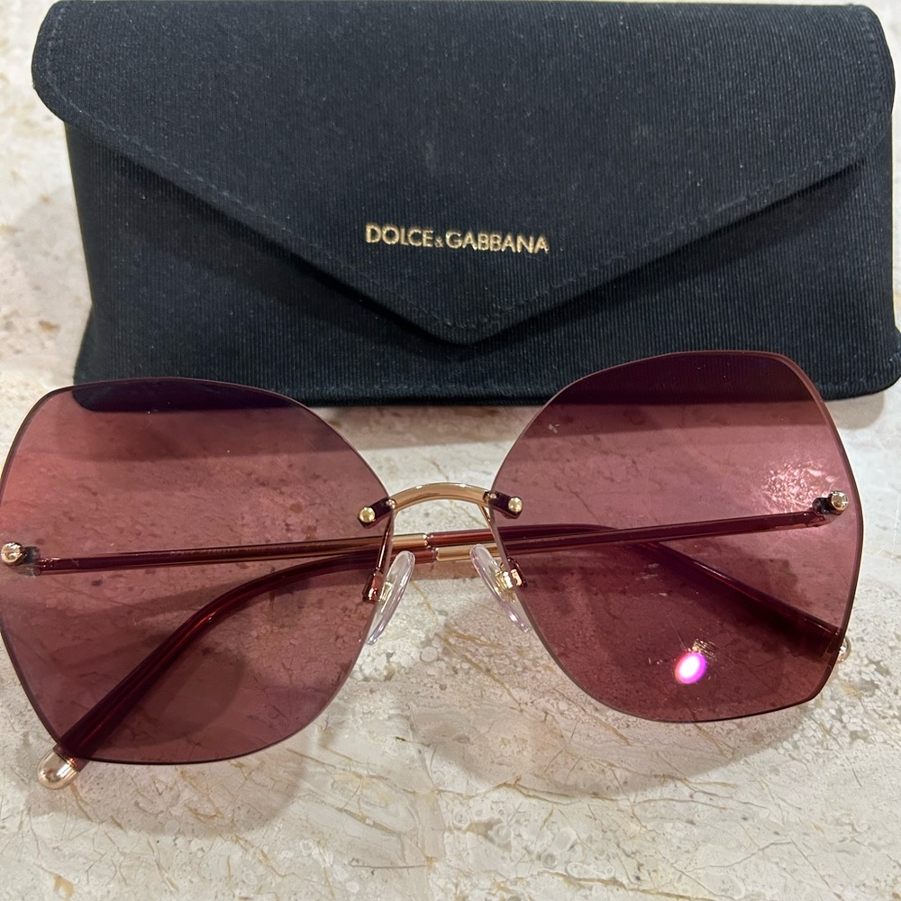Dolce & Gabbana Red Gold DG2204 Butterfly Logo Women Eyewear Sunglasses